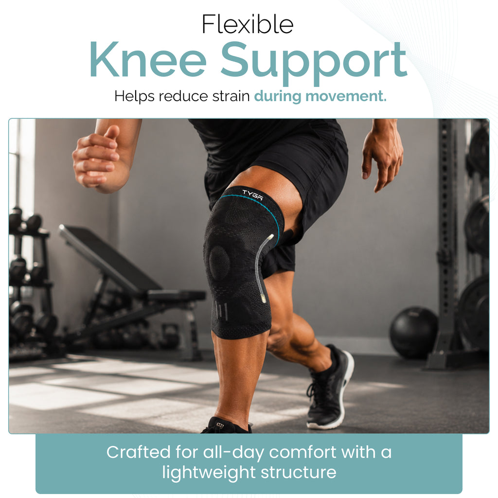 Adjustable Knee Support Sleeves, Breathable Straps, Dark Grey, 1 Pair