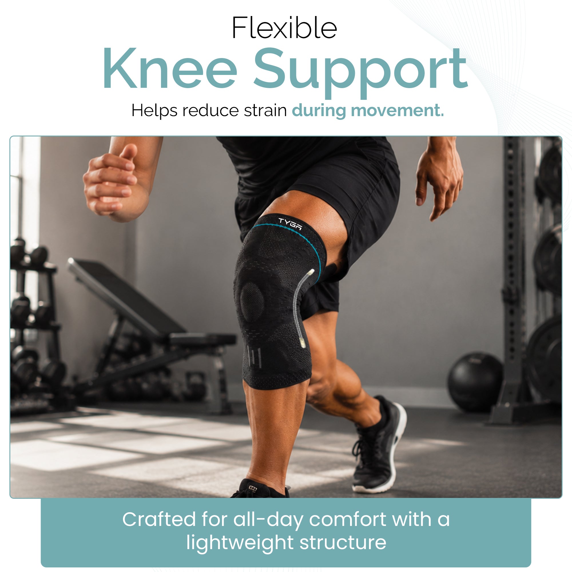 Adjustable Knee Support Sleeves, Breathable Straps, Dark Grey, 1 Pair