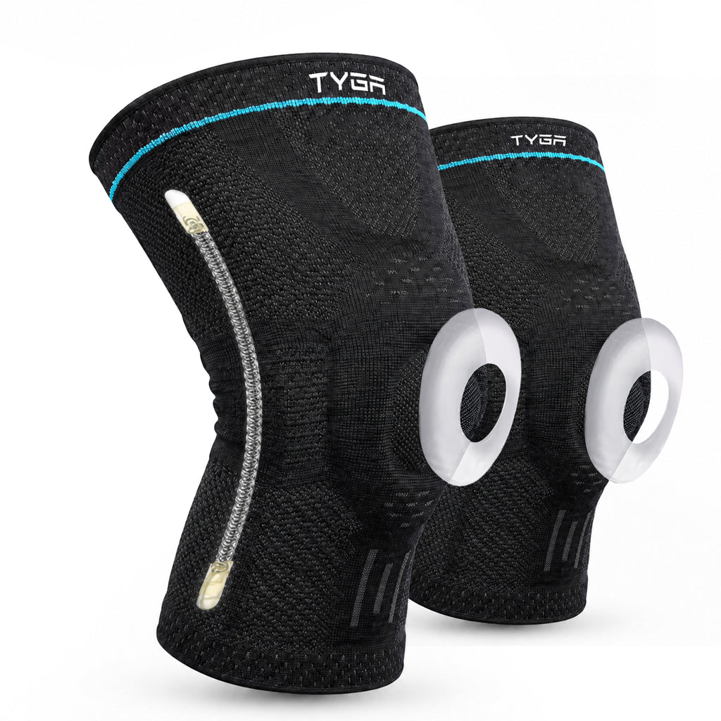 Adjustable Knee Support Sleeves, Breathable Straps, Dark Grey, 1 Pair