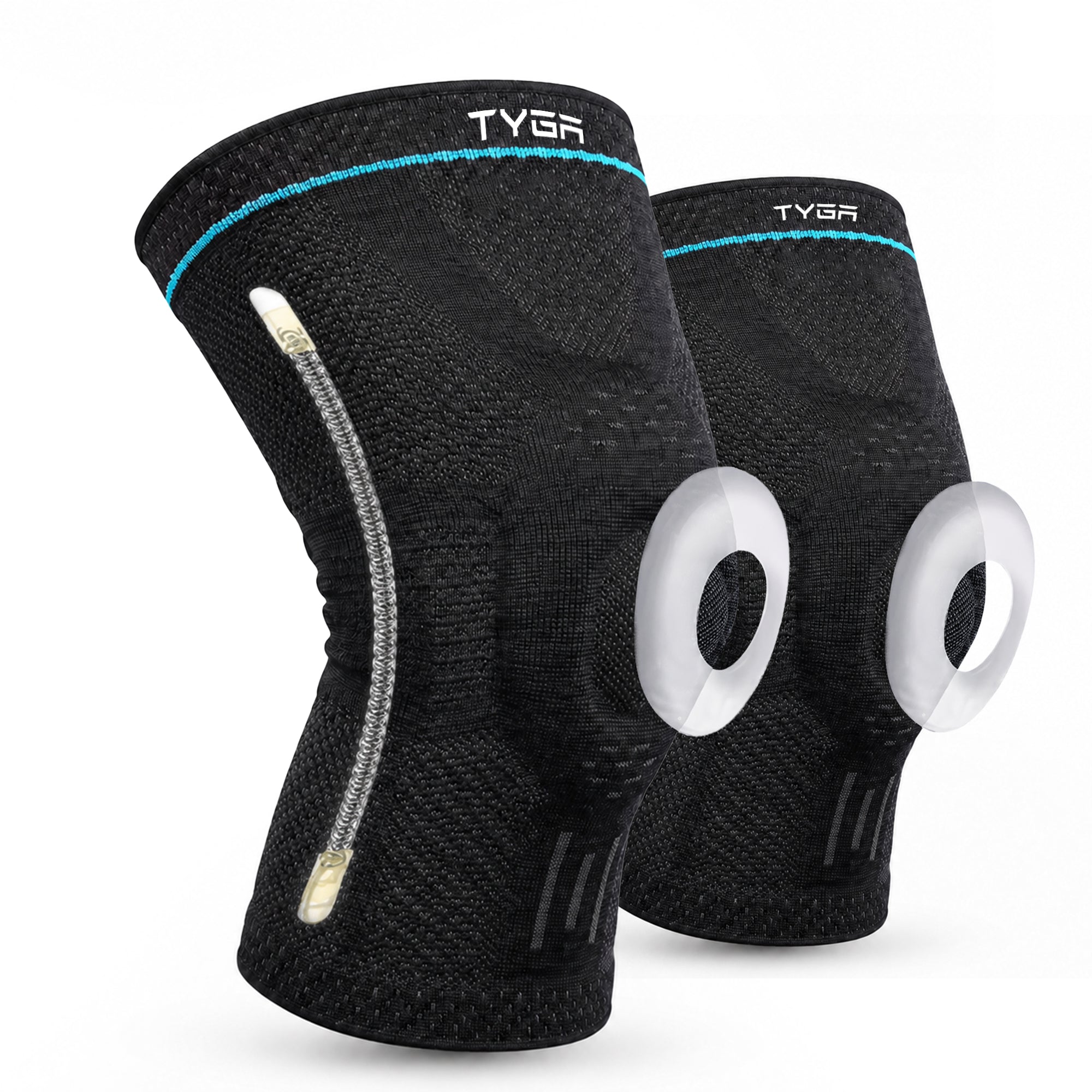 Adjustable Knee Support Sleeves, Breathable Straps, Dark Grey, 1 Pair