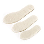Natural lambswool blend insoles with latex foam backing, two beige inserts
