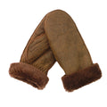 Russet sheepskin full hand mittens with elasticated cuffs and fuzzy lining