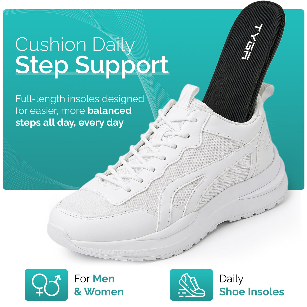 Memory Foam Insoles, Cushioned Comfort Shoe Inserts, Black