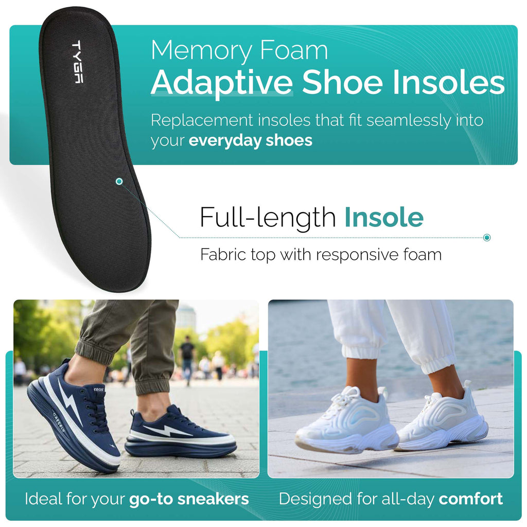 Memory Foam Insoles, Cushioned Comfort Shoe Inserts, Black