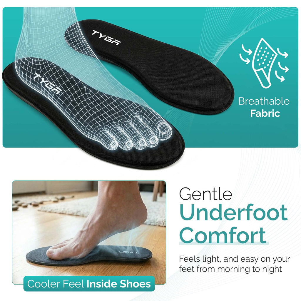 Memory Foam Insoles, Cushioned Comfort Shoe Inserts, Black