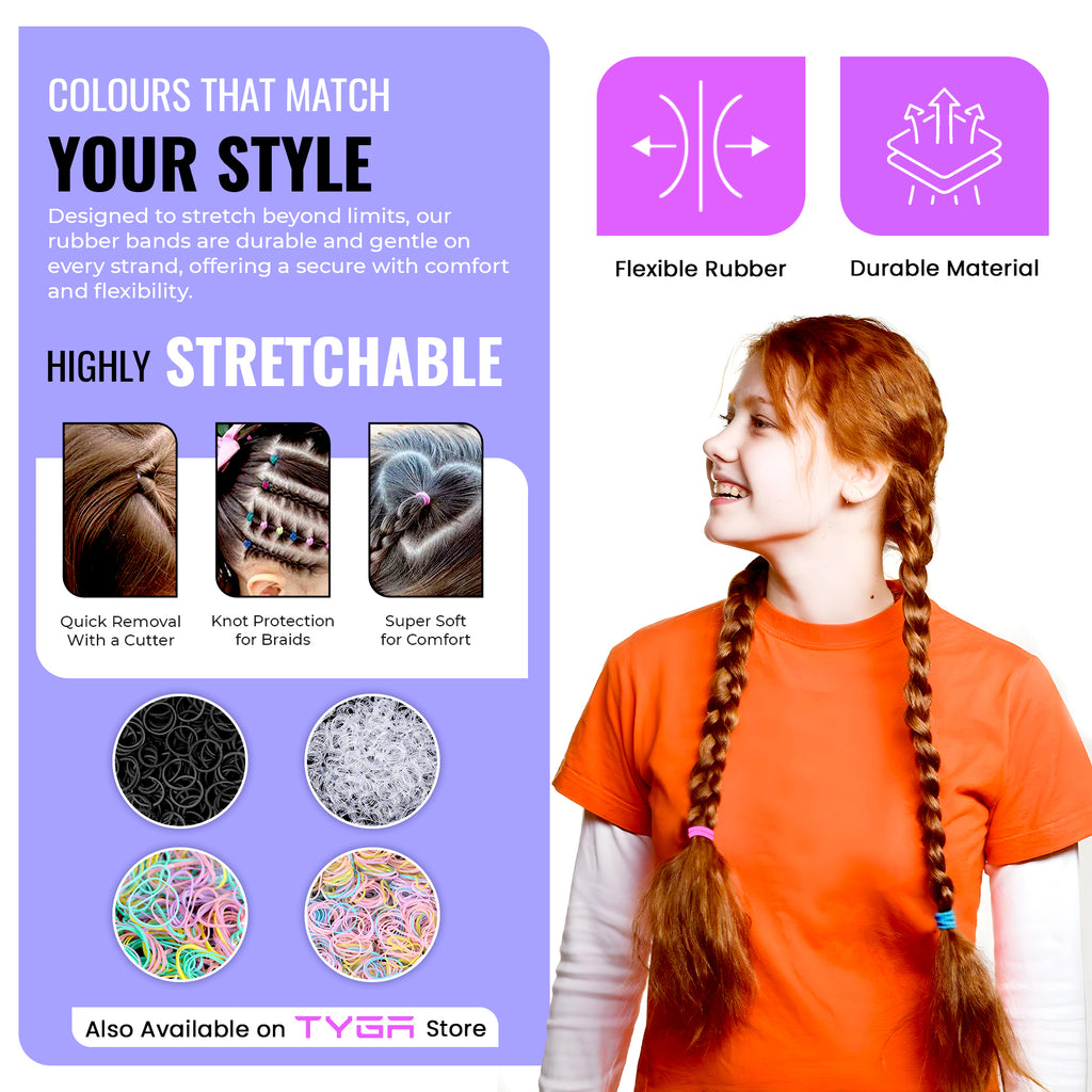 Mini Hair Elastic Bands for Braids, Pack of 1,000