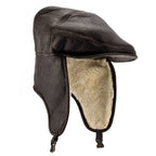 Sheepskin Aviator Cap, Ear Flaps & Clasp, Brown