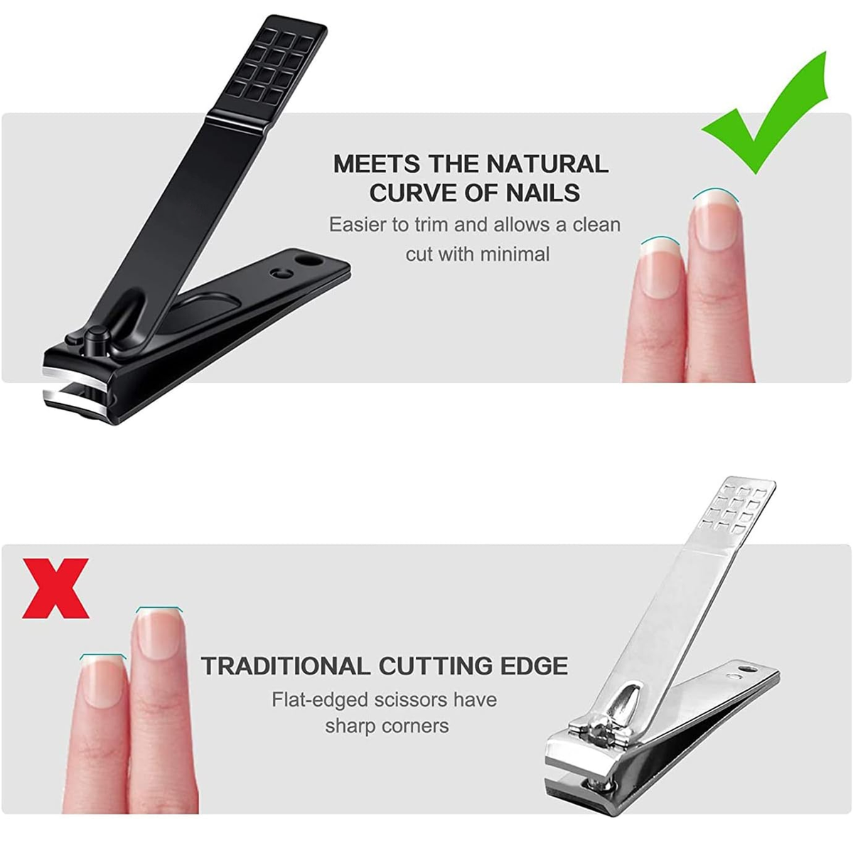 Stainless Steel Nail Clipper Set, Precision Blades, Black, Set of 3