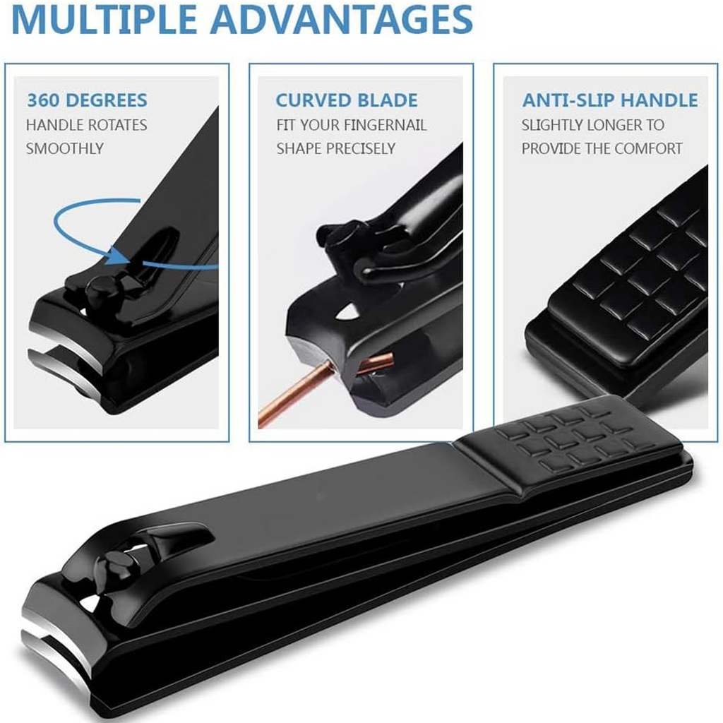 Stainless Steel Nail Clipper Set, Precision Blades, Black, Set of 3