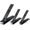 Stainless Steel Nail Clipper Set, Precision Blades, Black, Set of 3