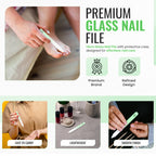Glass Nail File with Case, Double Sided Precision Filing, Pastel Green