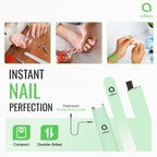 Glass Nail File with Case, Double Sided Precision Filing, Pastel Green