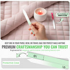 Glass Nail File with Case, Double Sided Precision Filing, Pastel Green