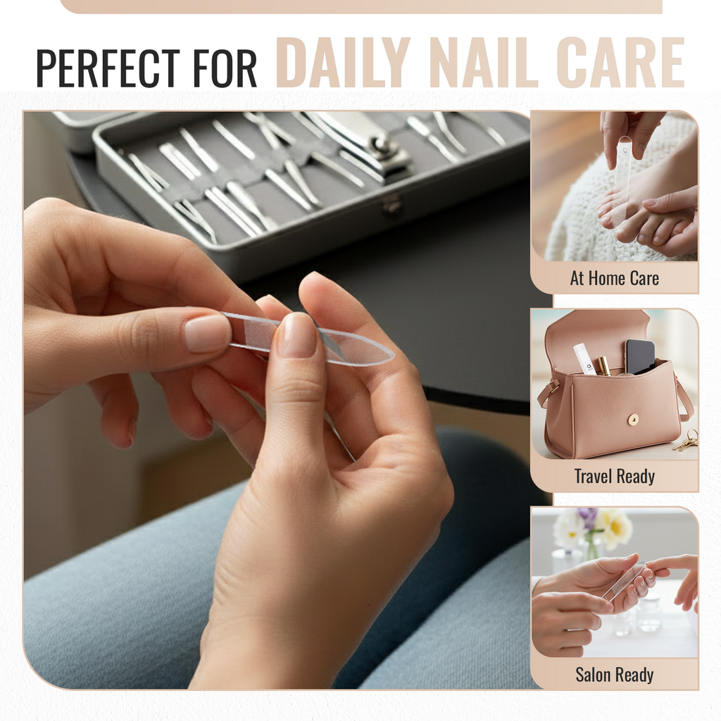 Nano Glass Nail File, 3-in-1 File Polish & Shine with Case, Clear
