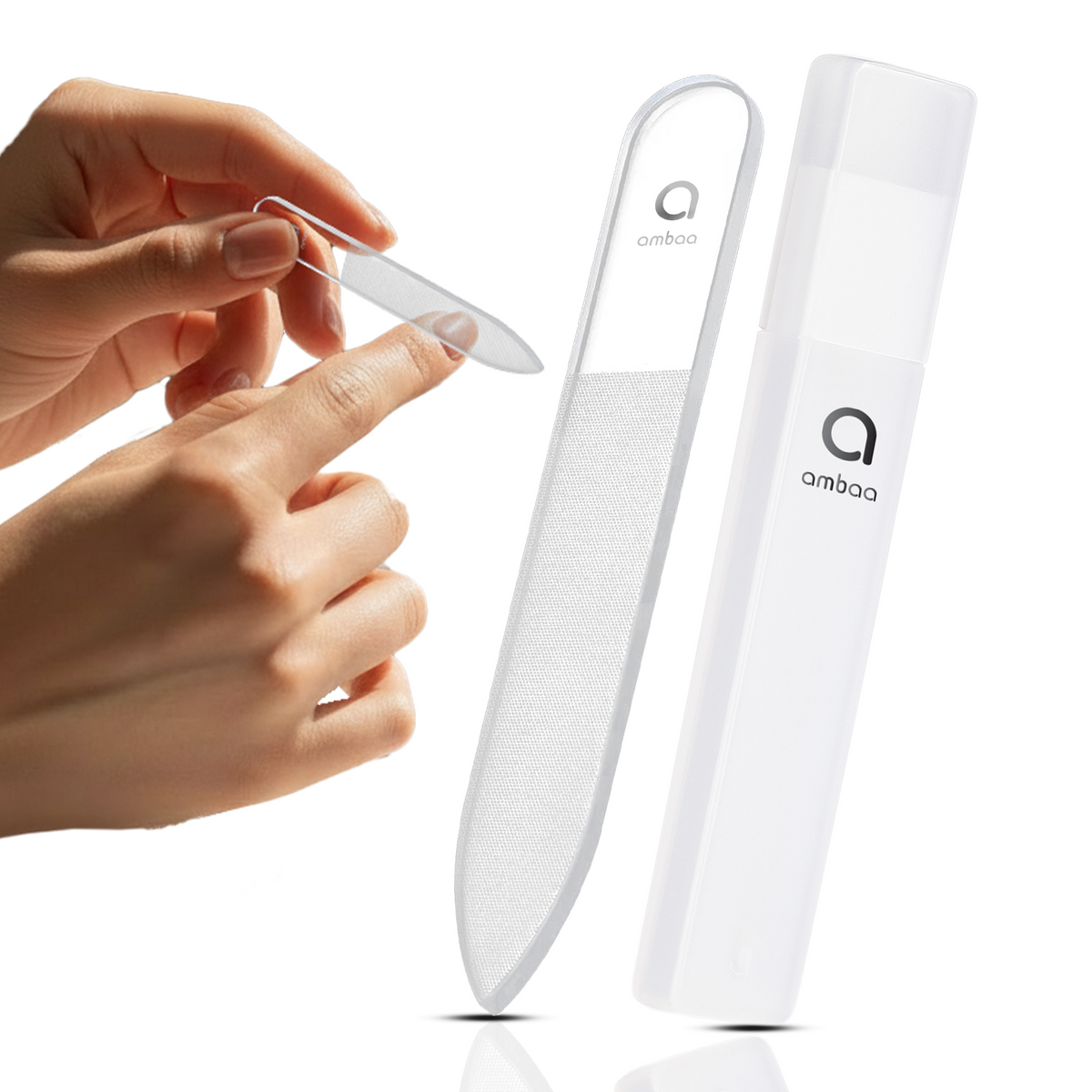Nano Glass Nail File, 3-in-1 File Polish & Shine with Case, Clear