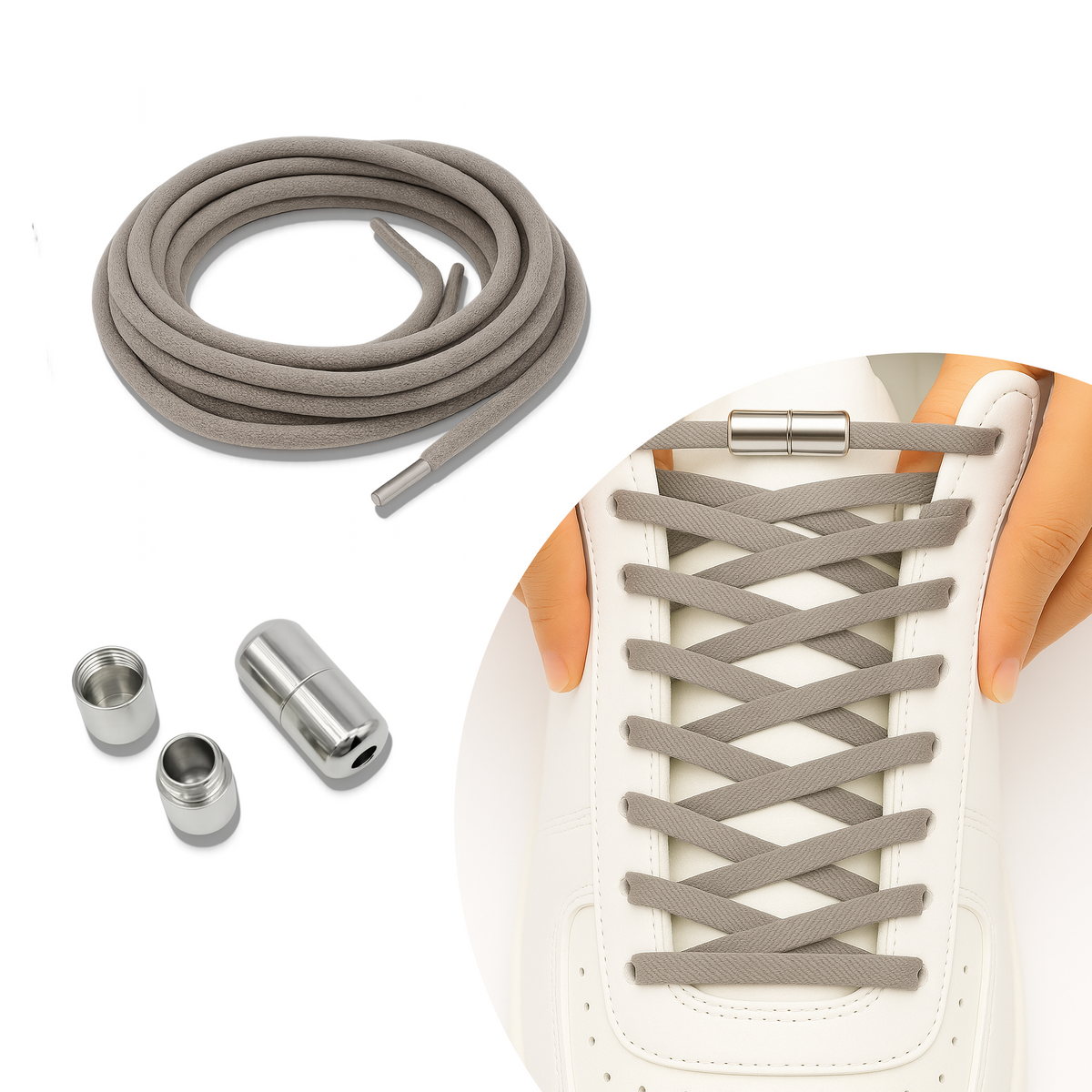 Elastic No-Tie Shoelaces, Easy Slip-On Fit, 1 Pair