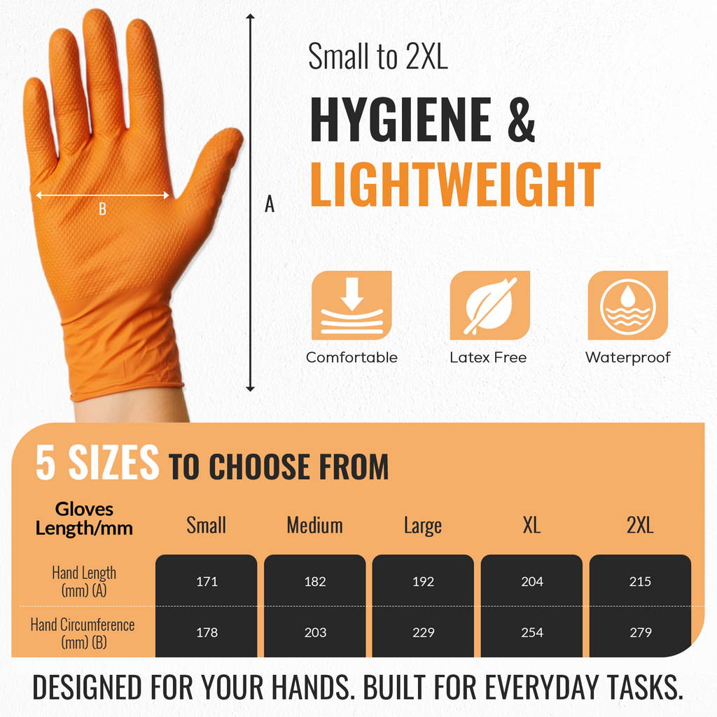 Nitrile Diamond Grip Gloves, Heavy Duty & Latex Free