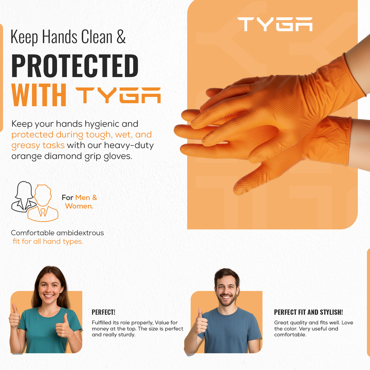 Nitrile Diamond Grip Gloves, Heavy Duty & Latex Free