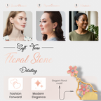 Peach Floral Drop Earrings, Gold Tone Dangle with Crystal & Bead Detail, 1 Pair