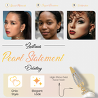 Pearl Statement Drop Earrings, Gold Tone Crystal Hoop Dangle, 1 Pair