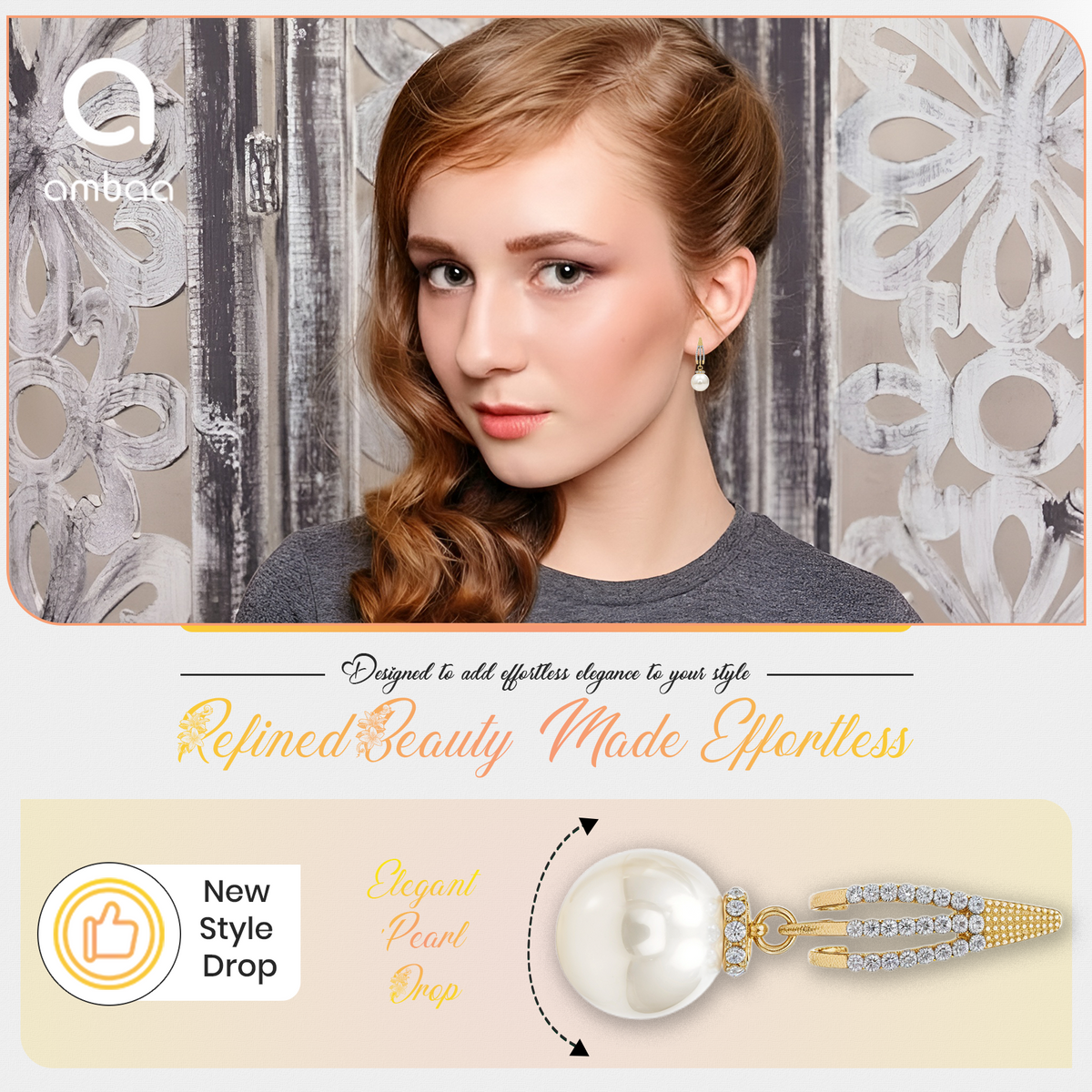 Pearl Statement Drop Earrings, Gold Tone Crystal Hoop Dangle, 1 Pair