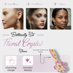 Pink Floral Crystal Drop Earrings, Gold Tone Dangle Design, 1 Pair