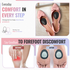 Adhesive Forefoot Cushion Pads, PU Half Insoles, Black, 1 Pair