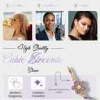 Purple Flower Drop Earrings, Gold Tone Crystal & Pearl Dangle, 1 Pair