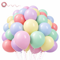 Pastel Latex Balloons with Pink Ribbon, 12 Inch, Pack of 30