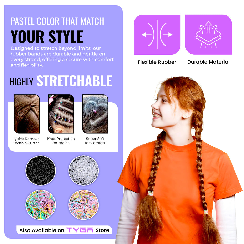 Mini Hair Elastic Bands for Braids, Pack of 1,000