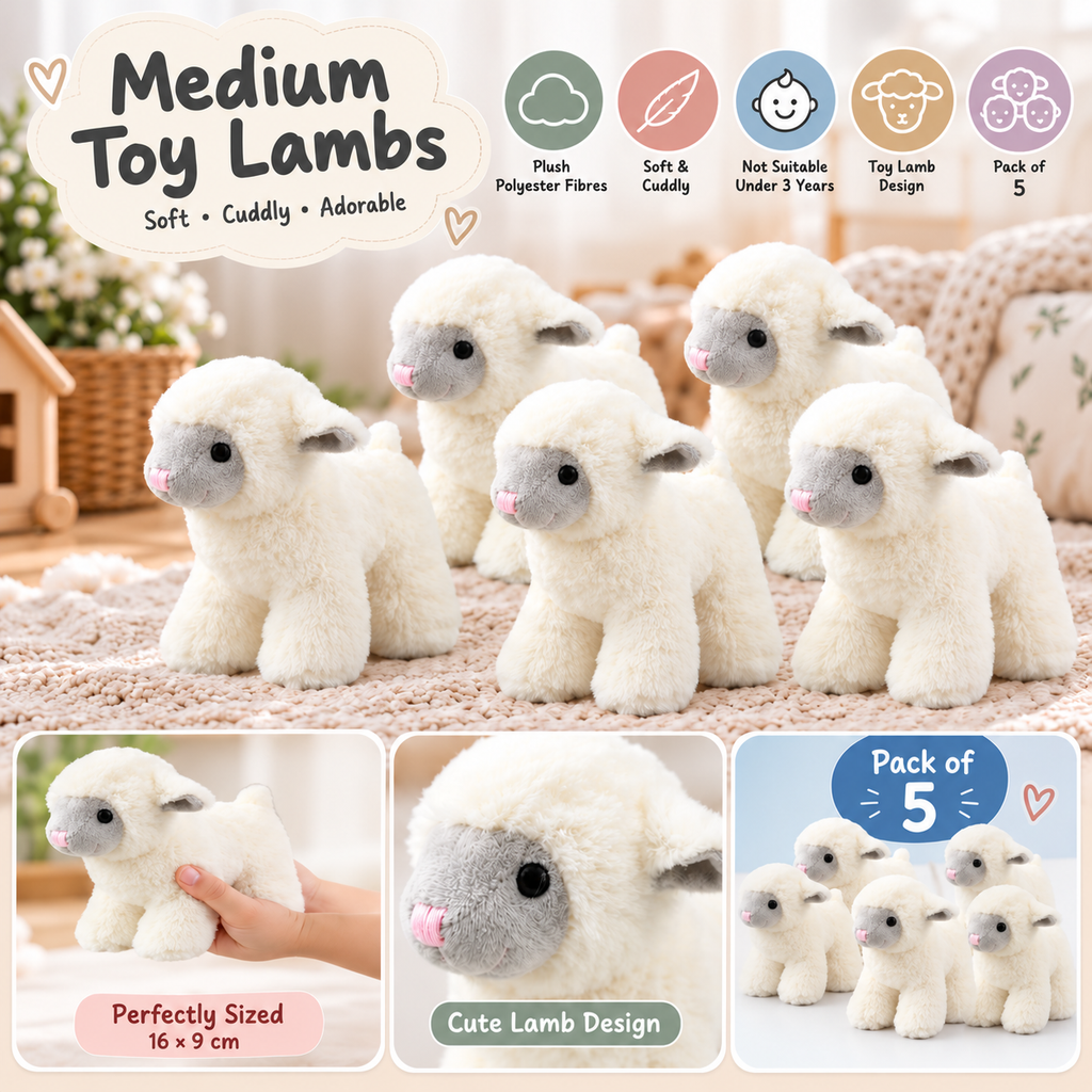 Medium Plush Lamb Soft Toy, Pack of 5