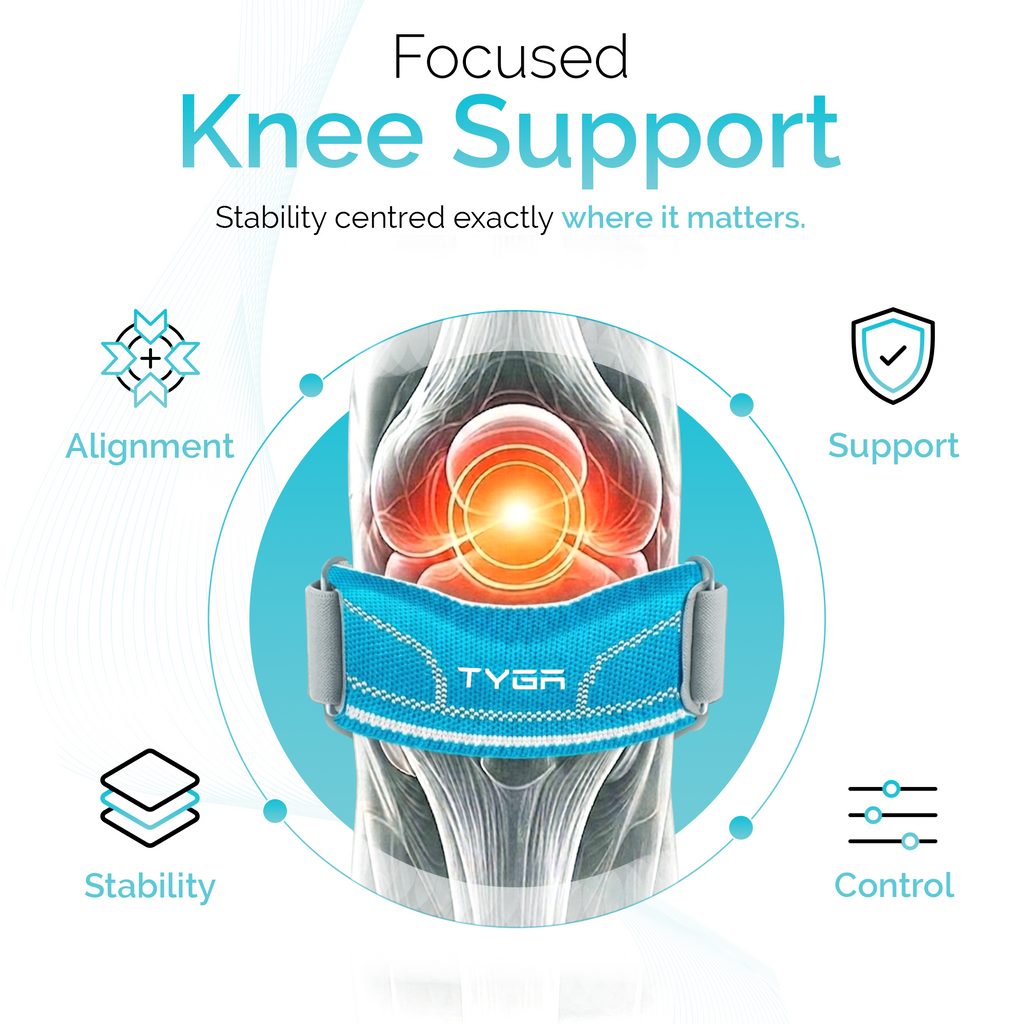 Knee Strap with Silicone Support Pad, Adjustable Patella Support, Blue, 1 Pair