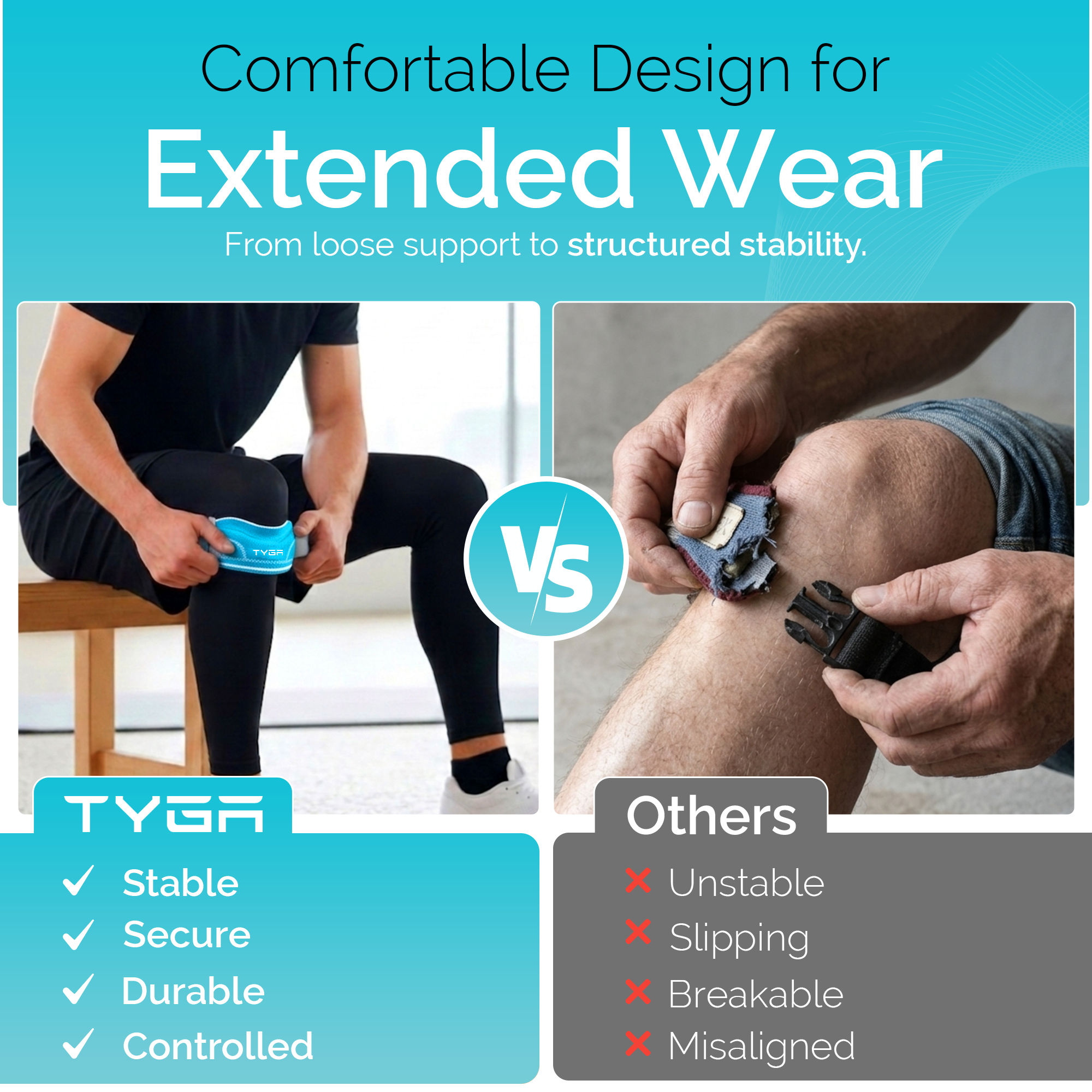 Knee Strap with Silicone Support Pad, Adjustable Patella Support, Blue, 1 Pair