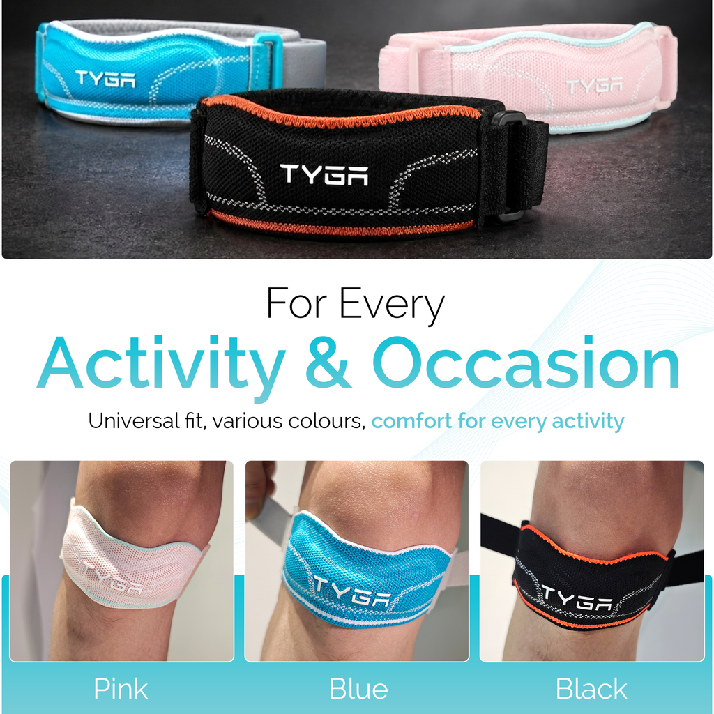 Knee Strap with Silicone Support Pad, Adjustable Patella Support, Blue, 1 Pair