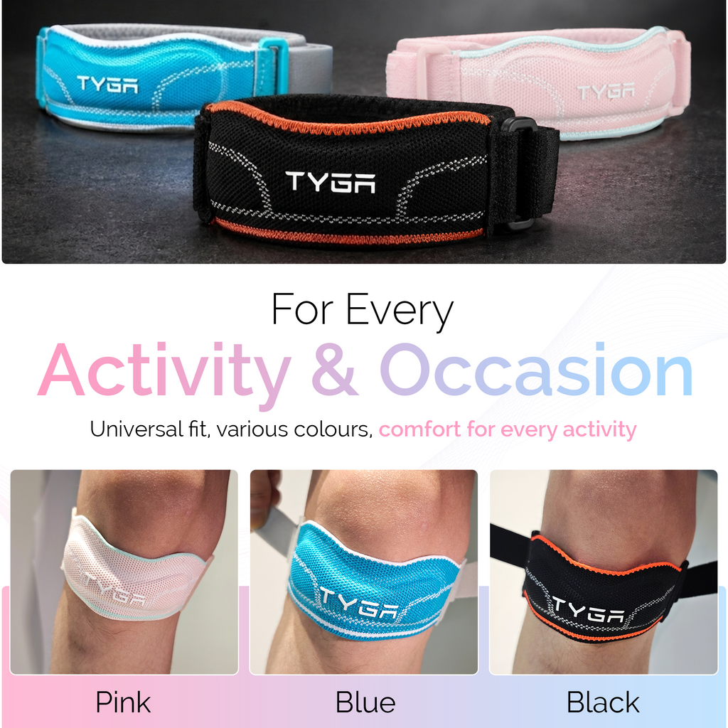 Knee Strap with Silicone Support Pad, Adjustable Patella Support, Pink, 1 Pair