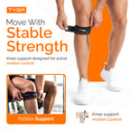 Knee Strap with Silicone Support Pad, Adjustable Patella Support, Black, 1 Pair
