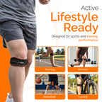 Knee Strap with Silicone Support Pad, Adjustable Patella Support, Black, 1 Pair