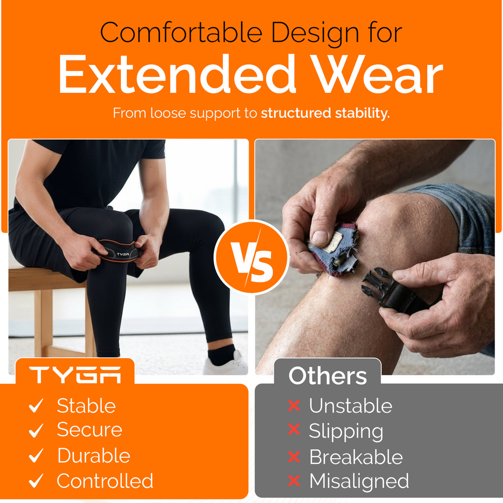 Knee Strap with Silicone Support Pad, Adjustable Patella Support, Black, 1 Pair