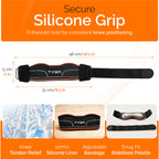 Knee Strap with Silicone Support Pad, Adjustable Patella Support, Black, 1 Pair