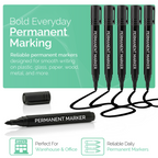 Permanent Marker Pens, Bullet Tip, Black, Pack of 10