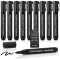 Permanent Marker Pens, Bullet Tip, Black, Pack of 10