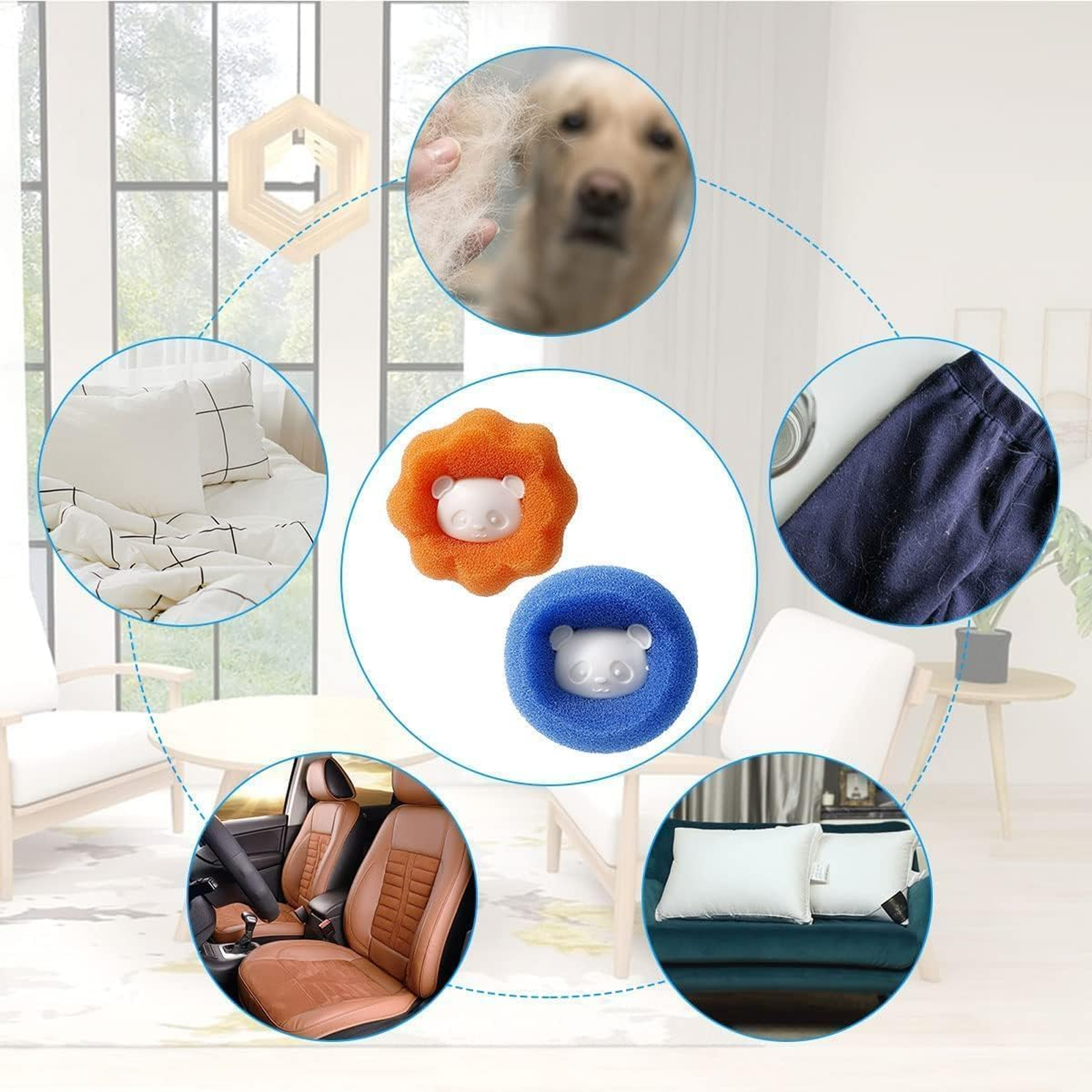 Pet Hair Removal Laundry Balls, Fabric Care Aid, Pack of 6