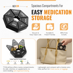 7 Day Weekly Pill Box, Large Compartments, Easy Open, Black