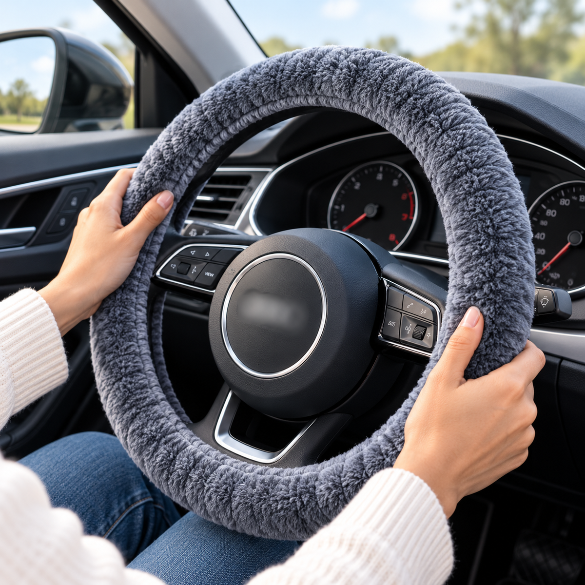 Sheepskin Steering Wheel Cover, Elasticated Fit