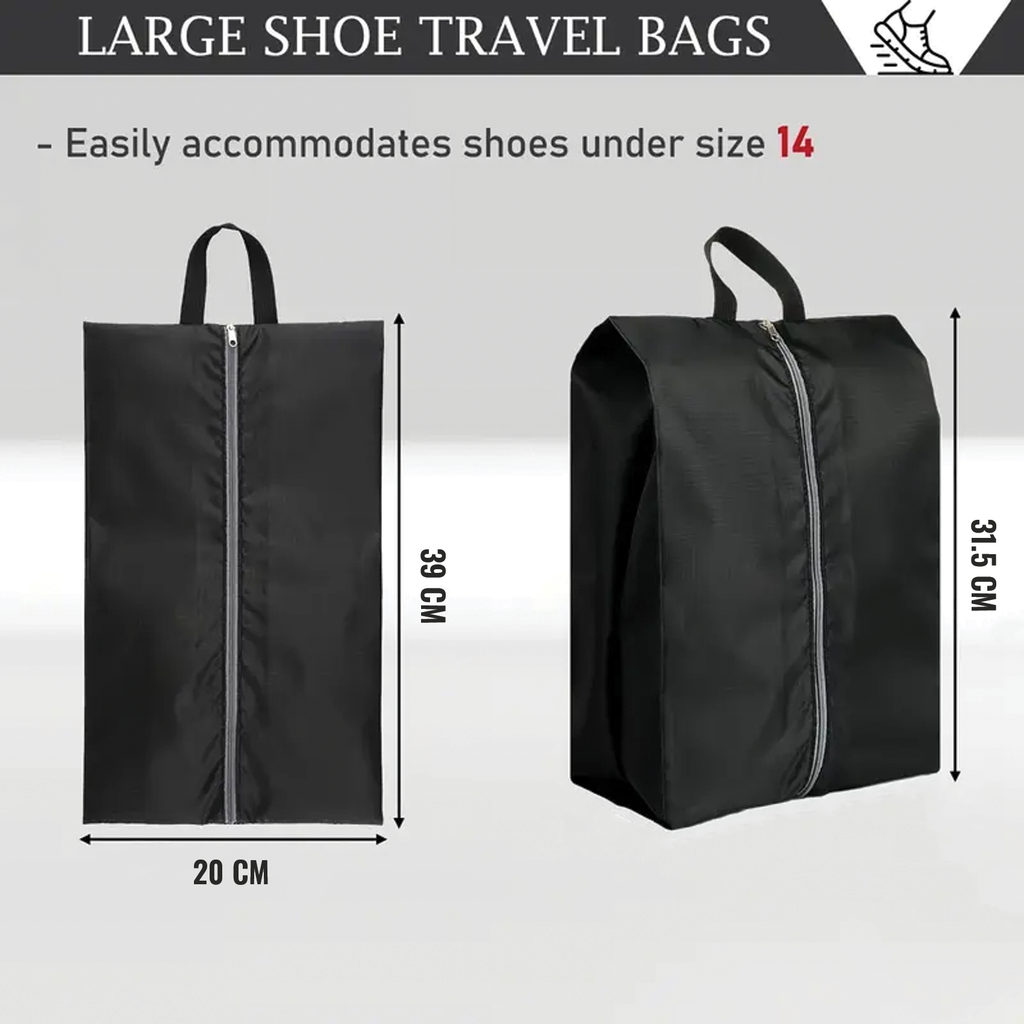 Portable Shoe Bag, Travel Storage Organizer, Black, Pack of 1