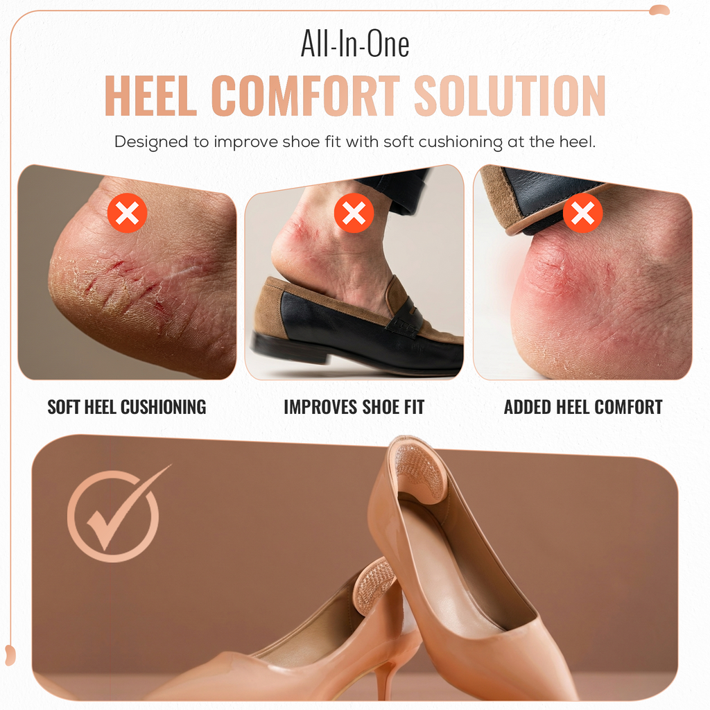 Heel Grips, Self Adhesive TPE Gel Cushion Pads, 1 Pair