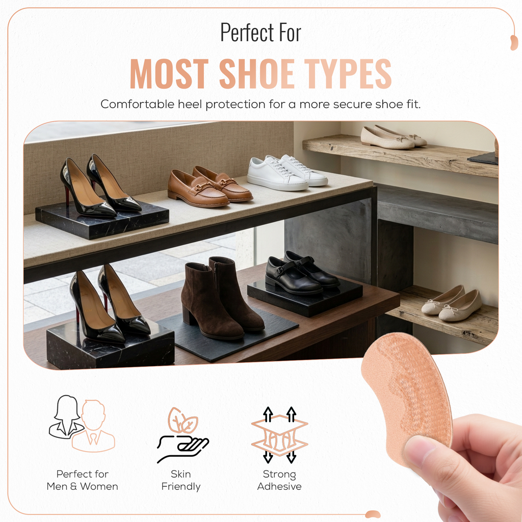 Heel Grips, Self Adhesive TPE Gel Cushion Pads, 1 Pair