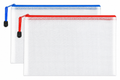 A4 clear zipper file pouch, blue and red edges, pack of 2
