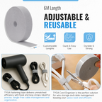 Hook & Loop Cable Management Strips, Reusable Self Adhesive Tape, 6m