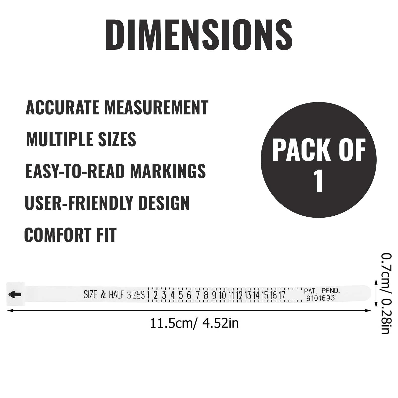 Plastic Ring Sizer Tool, Reusable Finger Measuring Tape, UK Sizes B½ - Z+9